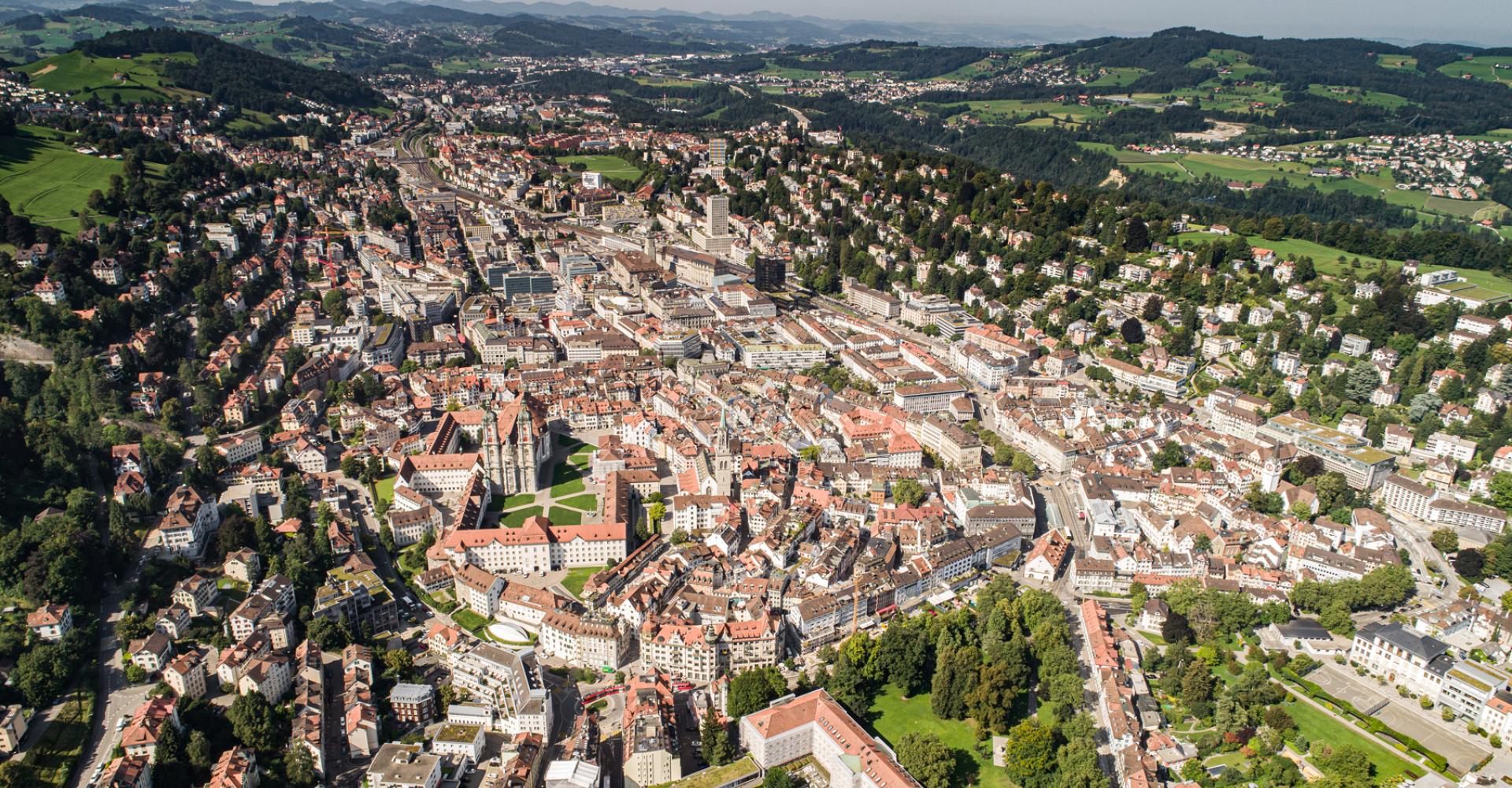 Luftaufnahme der Stadt St. Gallen